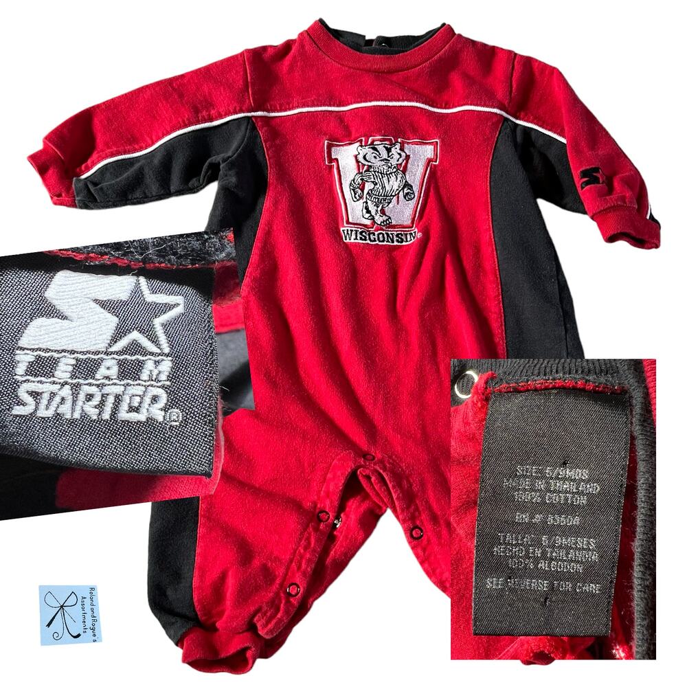 Starter Team Wisconsin Badgers W Bodysuit Baby Sz 6/9 Months